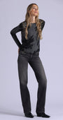Minnie Rose Cashmere Printed Lace Cable Crew Neck at Romi Boutique