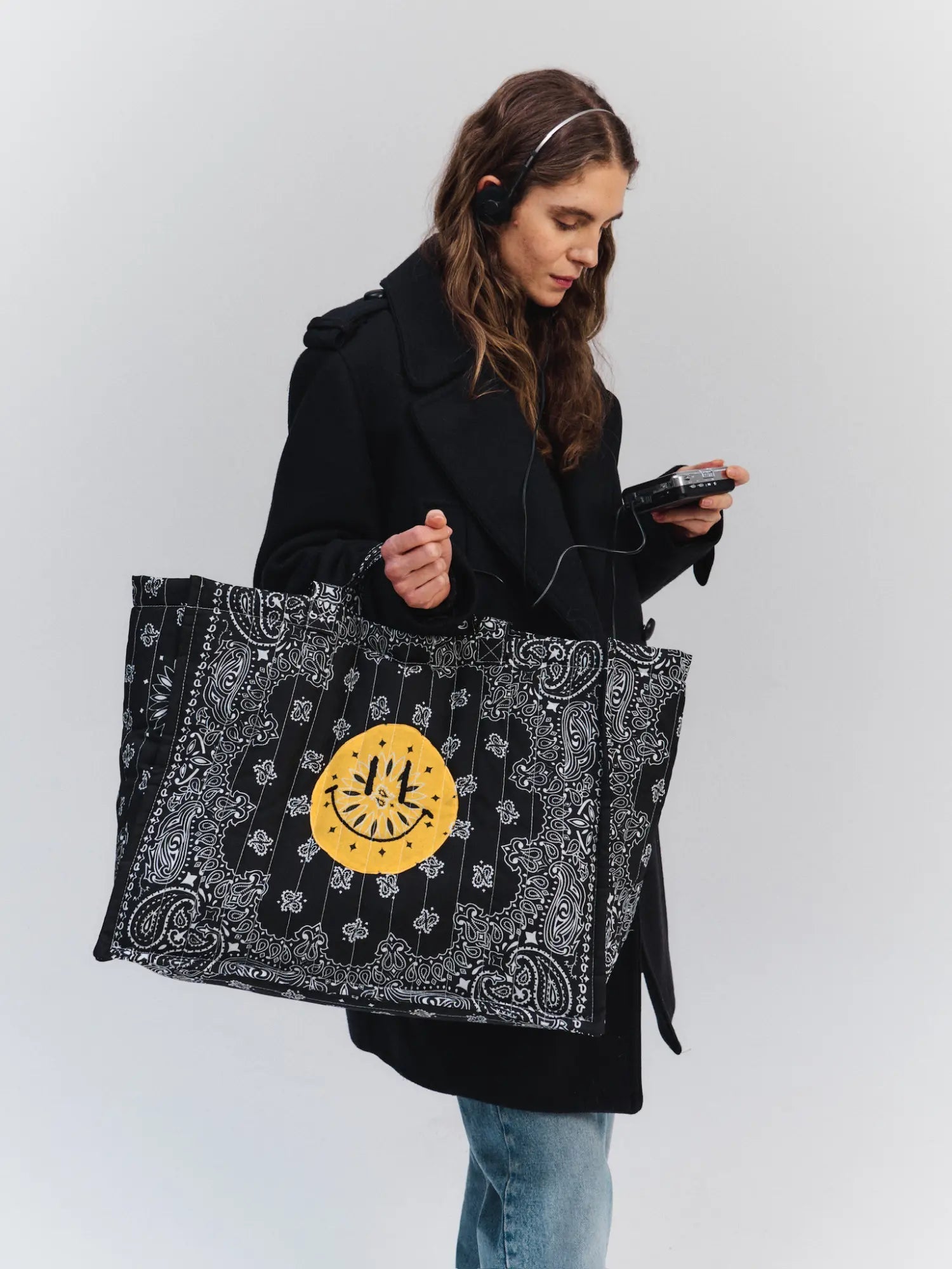 Quilted Medium Cabas Tote - Happy Face