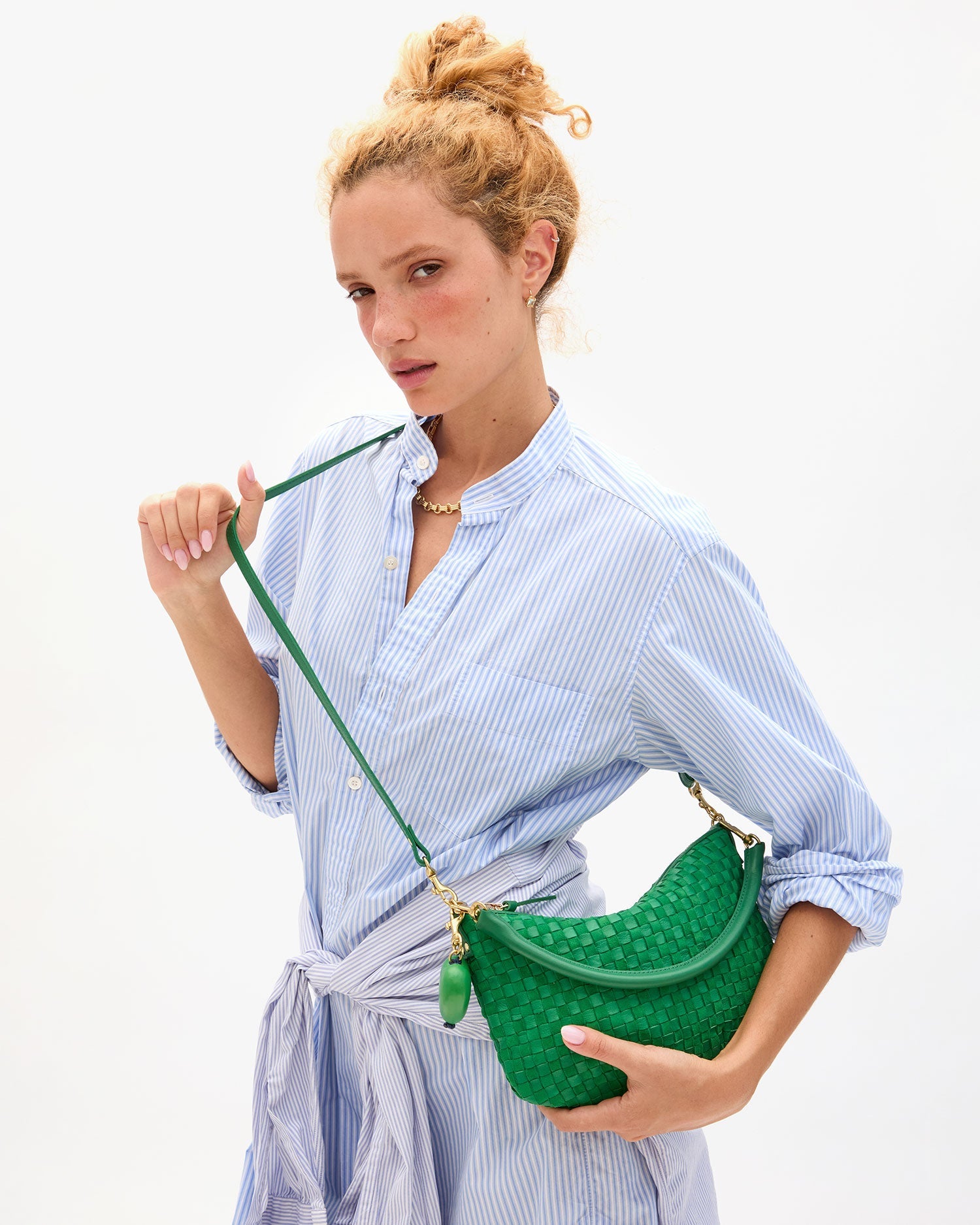Clare V Petit Moyen Messenger Leather/Suede at Romi Boutique