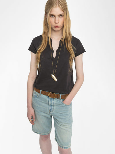 HENLEY T-SHIRT TUNI IN DARK CHOCOLATE