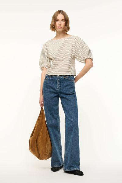DIDI TOP IN IVORY/DARK OAK MICRO STRIPE
