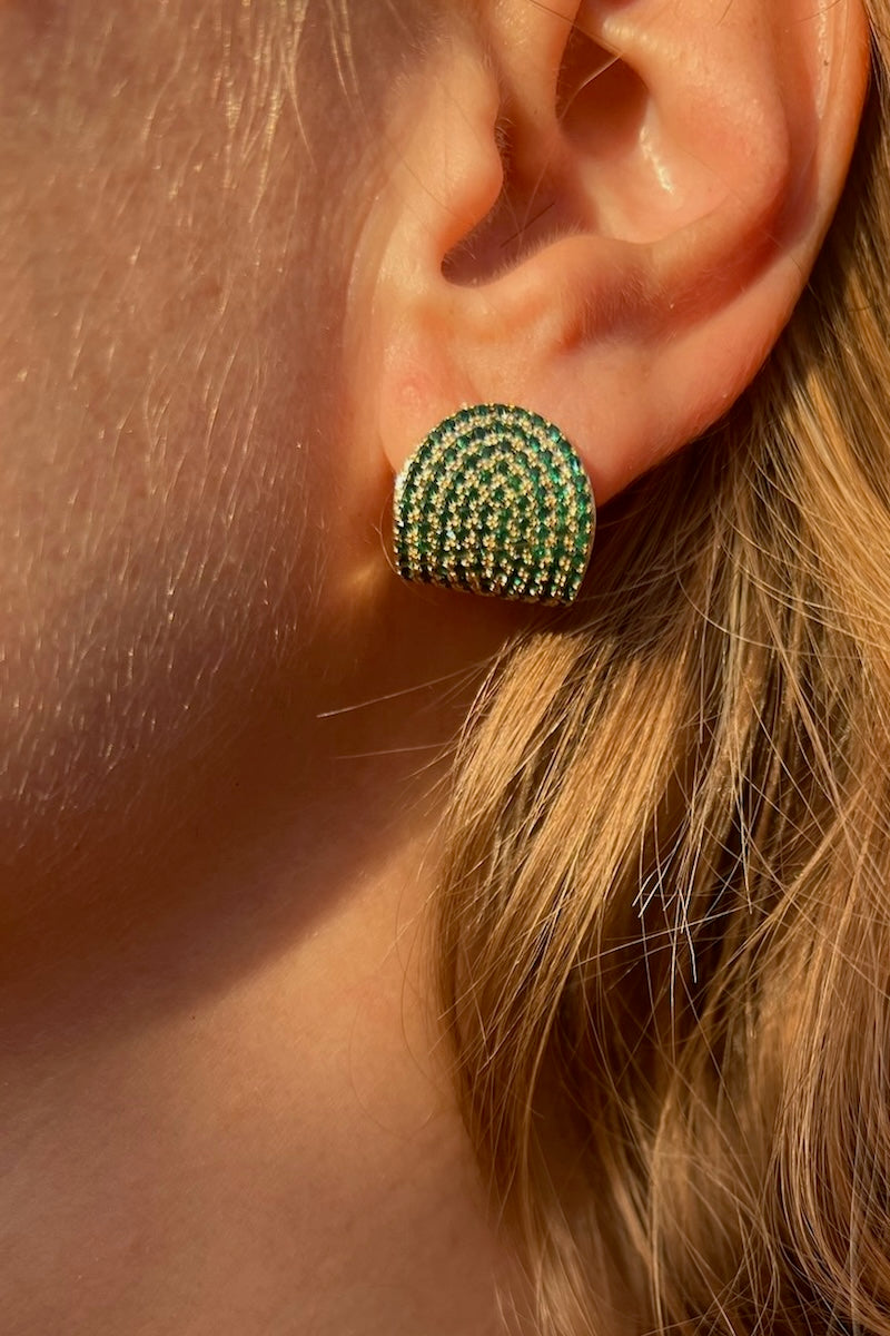 Emerald Arc Stud Earrings