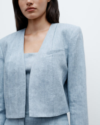 DRINK AT COSTES JACKET IN LIGHT INDIGO - Romi Boutique