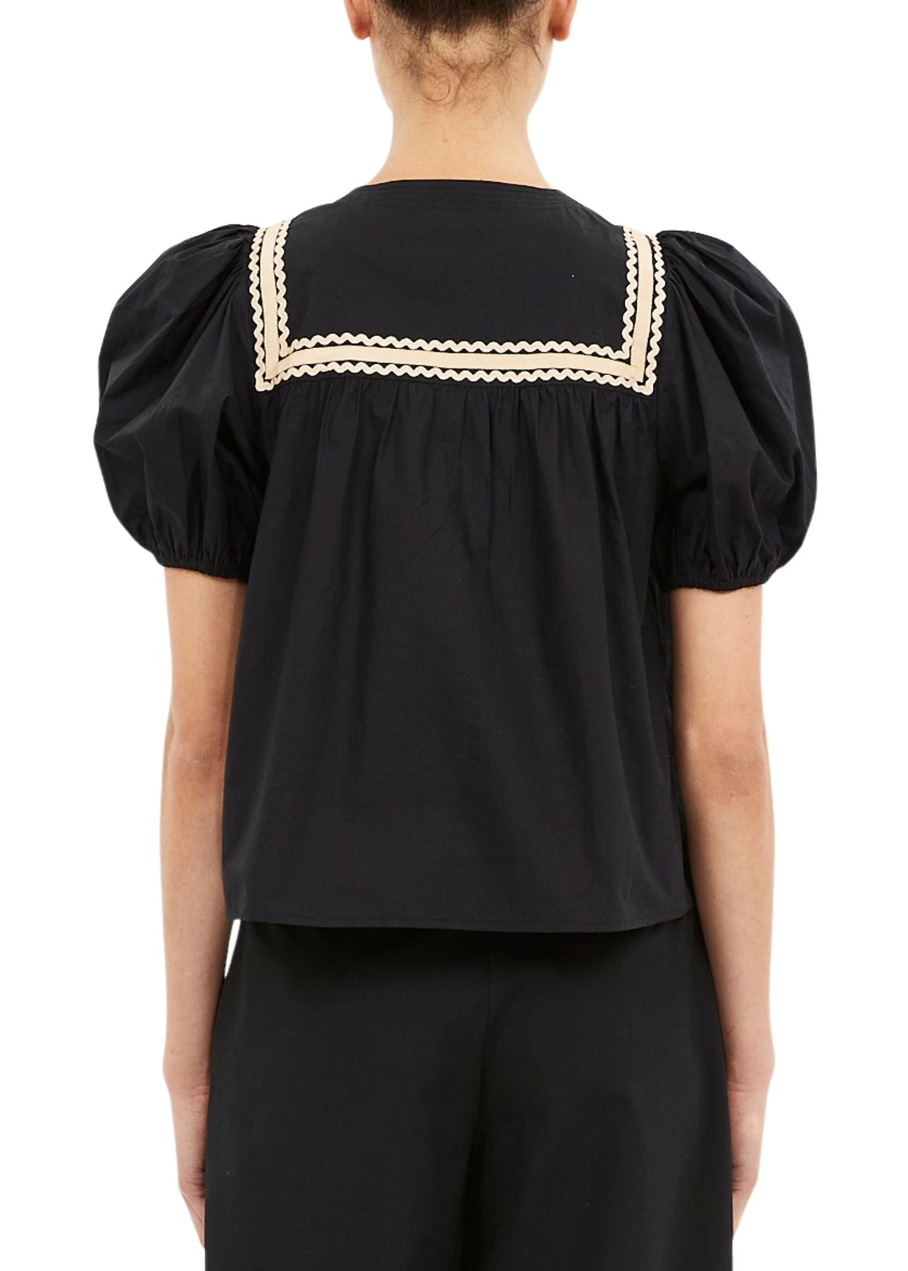LIA PUFF SLEEVE TOP IN NOIR
