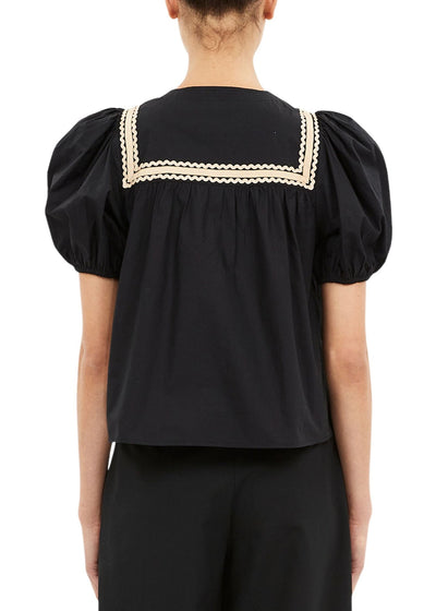 LIA PUFF SLEEVE TOP IN NOIR