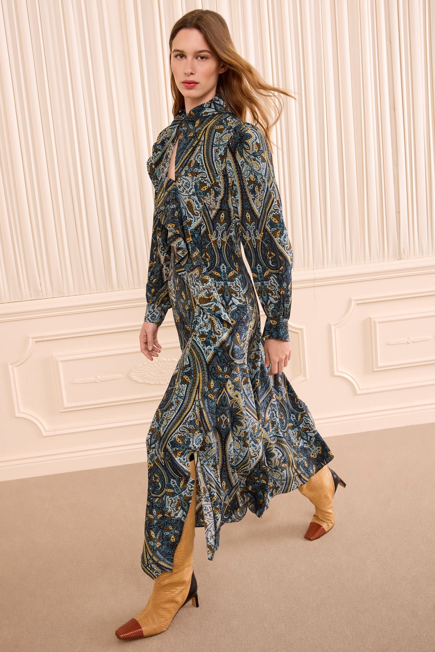 Sabrina Long Sleeve Silk Dress