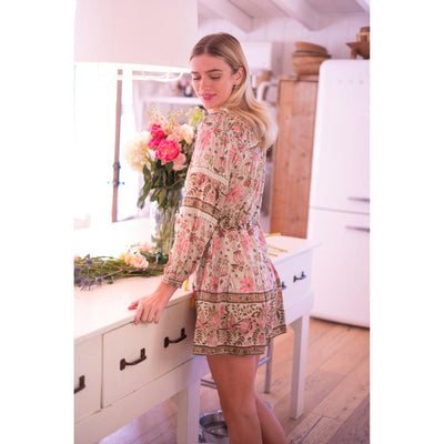PATTON MINI DRESS IN MINT AND PINK FLORAL