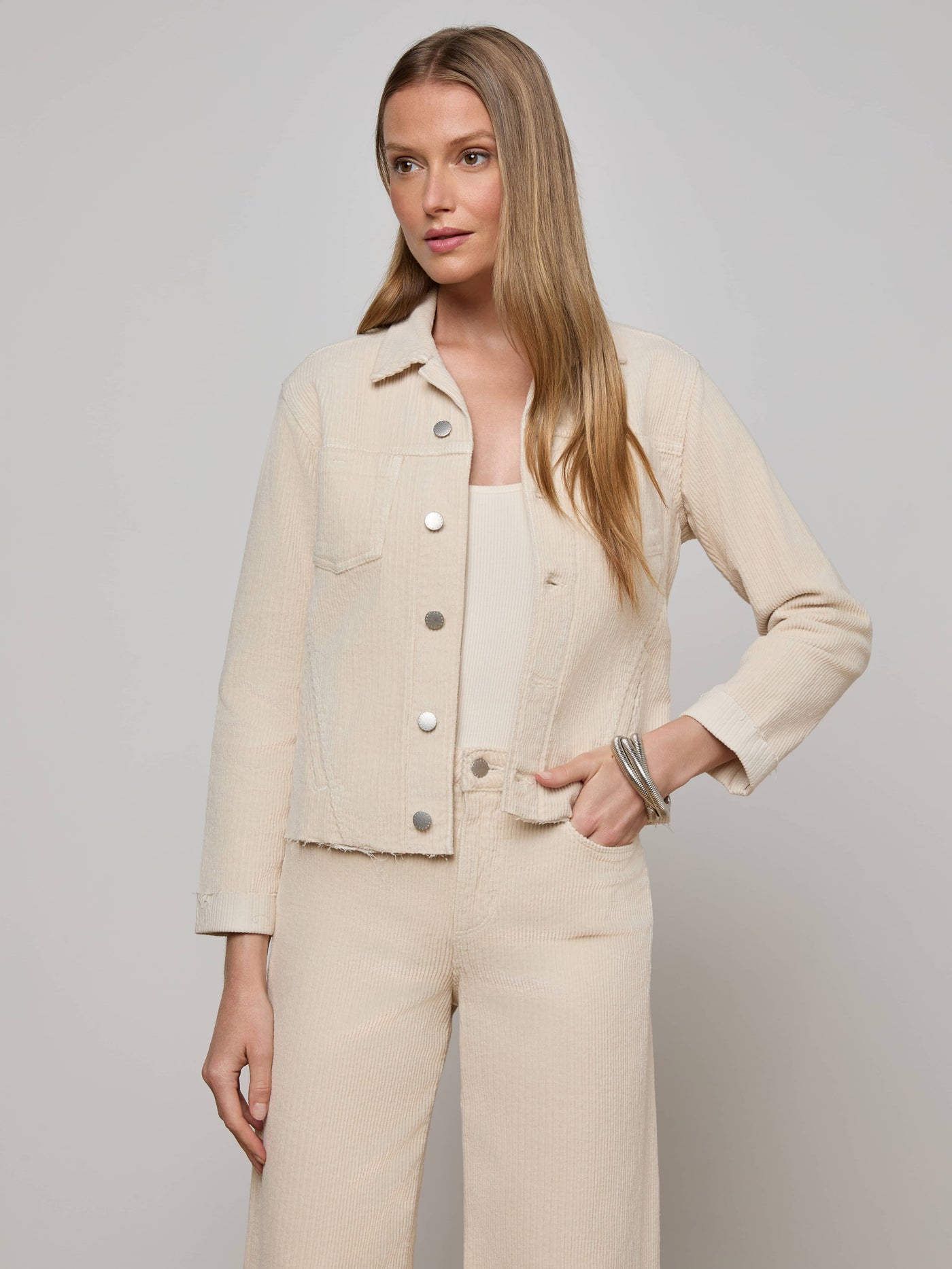 JANELLE SLIM RAW JACKET IN FRENCH VANILLA