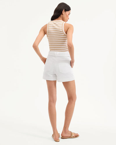 JORDYN CROPPED TANK TOP IN KHAKI/WHITE