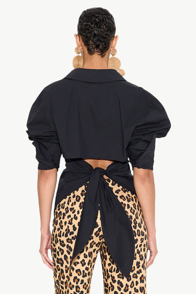 LOCH POPLIN BUTTON UP IN BLACK