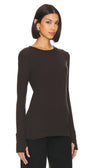 Enza Costa CASHMERE EASY CUFFED CREW at Romi Boutique