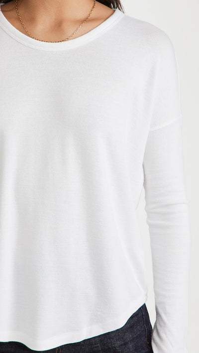 THE LONG SLEEVE KNIT TEE IN WHITE