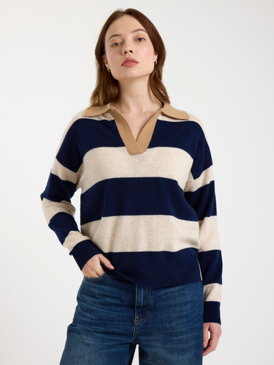 RUBY RUGBY CASHMERE POLO IN NAVY