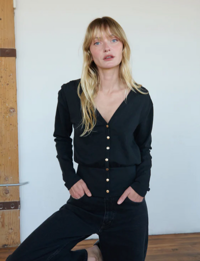 COLETTE CARDIGAN TOP IN JET BLACK
