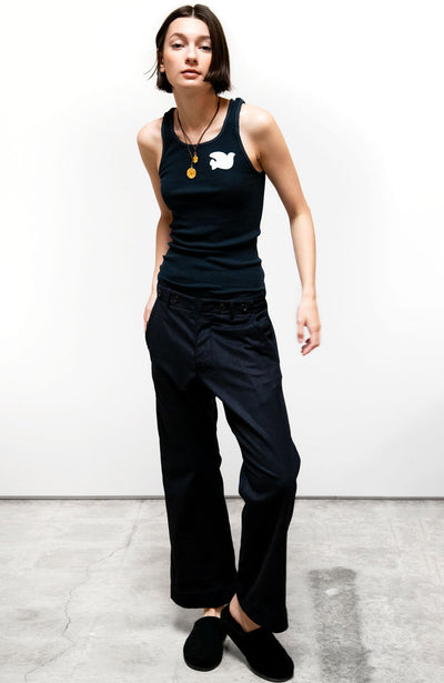 FAVOLAMOVE CASHMERE BLEND FRENCH SAILOR PANT IN DEEPLY NAVY