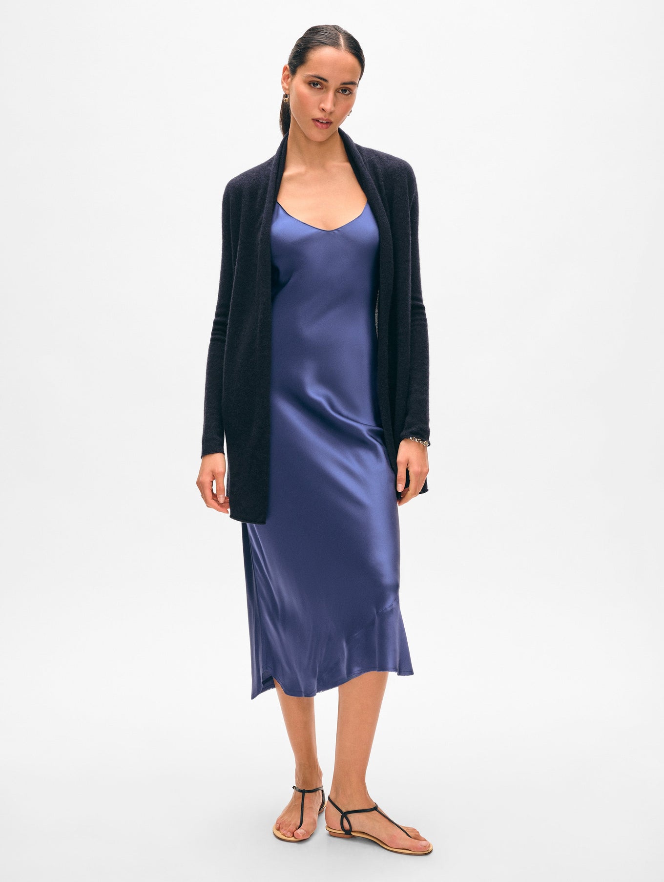 CASHMERE TRAPEZE CARDIGAN IN DEEP NAVY