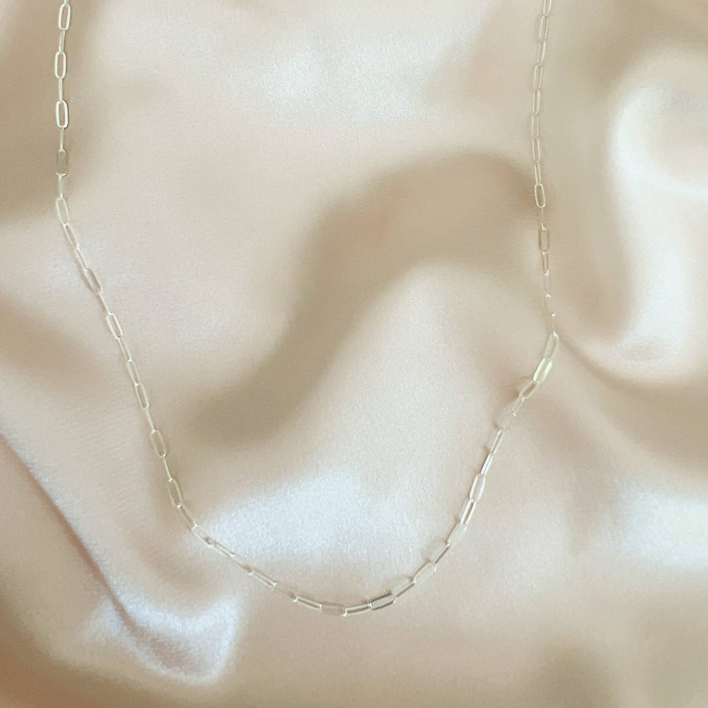 ROSE DAINTY PAPERCLIP CHAIN NECKLACE IN SILVER - Romi Boutique