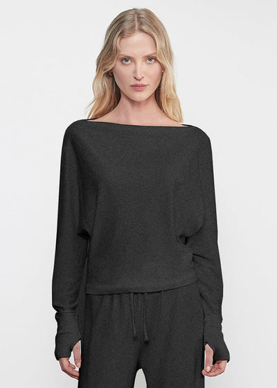 CASHMERE DOLMAN TOP IN CHARCOAL
