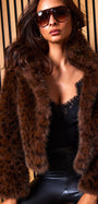 Generation Love LEXY LEOPARD FAUX FUR JACKET at Romi Boutique