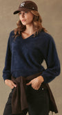 27 Miles Sue Fuzzy Cashmere V-Neck Pullover at Romi Boutique
