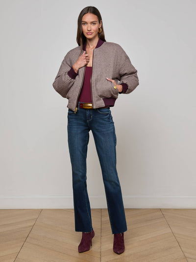 VIOLETA REVERSIBLE PUFFER IN WINE/HERRINGBONE
