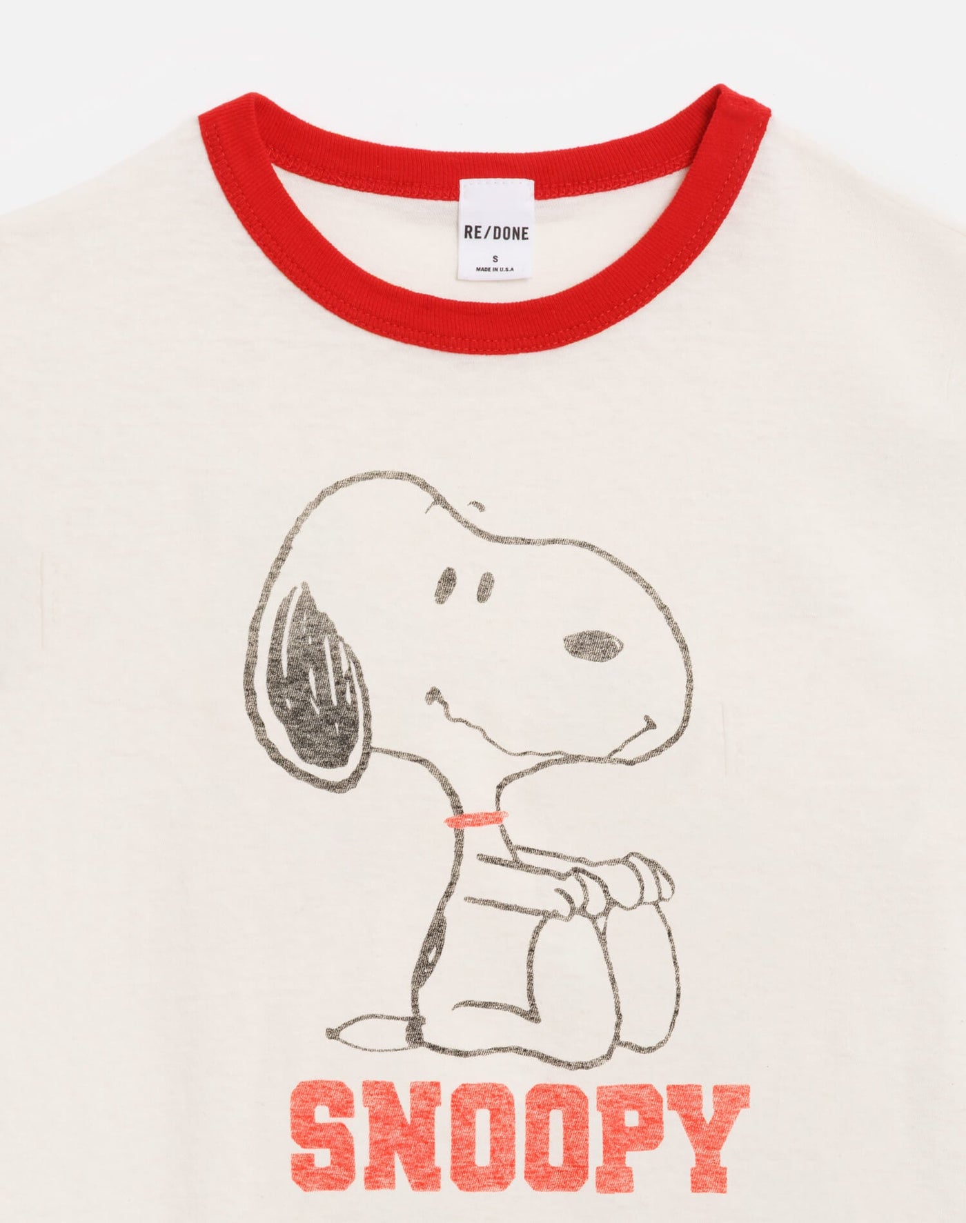 60S SLIM RINGER TEE SNOOPY IN VINTAGE WHITE W/ CRIMSON