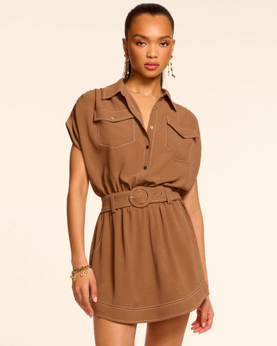 STITCH BESS DRESS IN BAJA BROWN - Romi Boutique