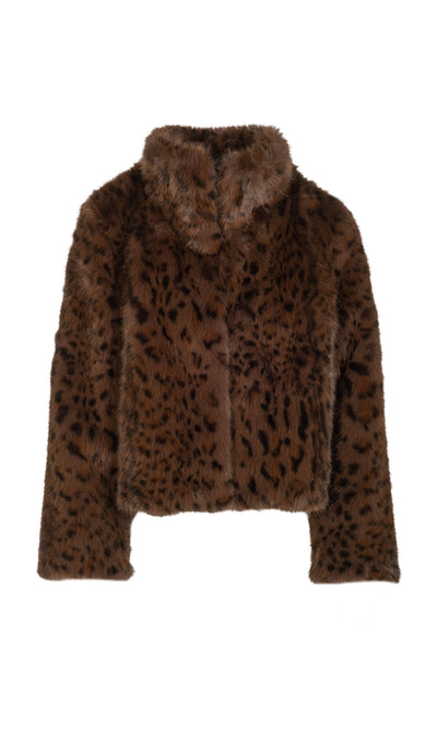 LEXY LEOPARD FAUX FUR JACKET IN  LEOPARD