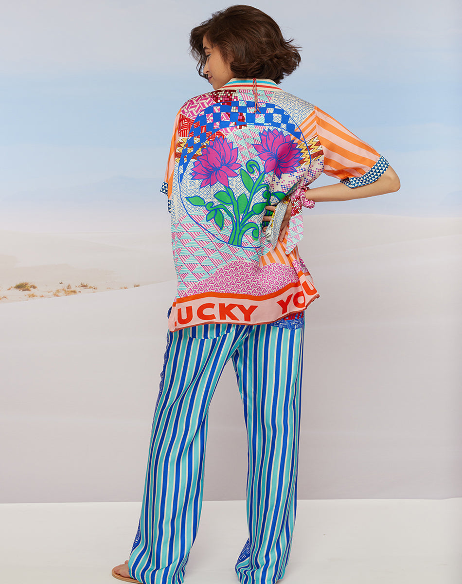 AVERY STRAIGHT LEG PRINTED TROUSER IN RANGOLI - Romi Boutique