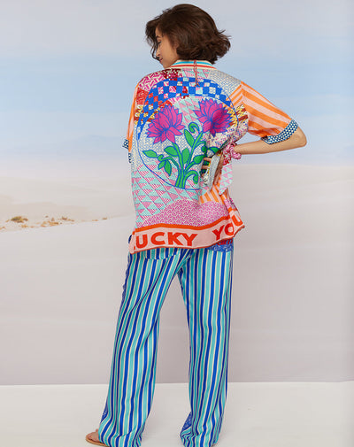 AVERY STRAIGHT LEG PRINTED TROUSER IN RANGOLI - Romi Boutique