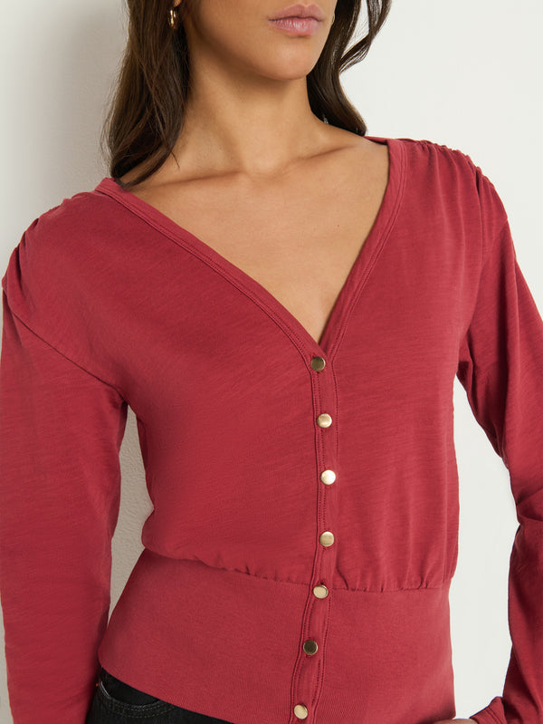 COLETTE CARDIGAN TOP IN RUSSET