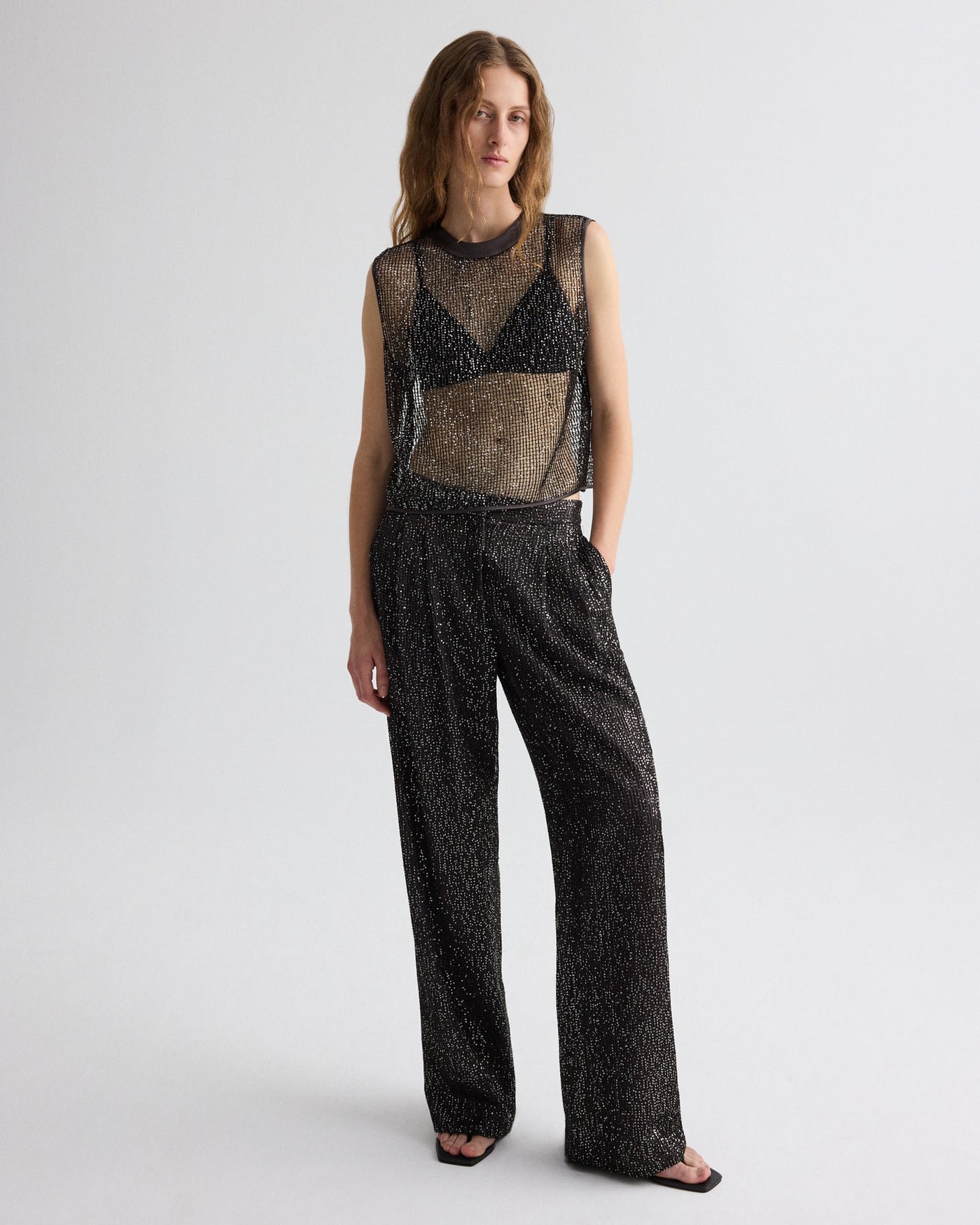 SHORT MUSCLE TANK IN DARK CHOCOLATE/SILVER - Romi Boutique