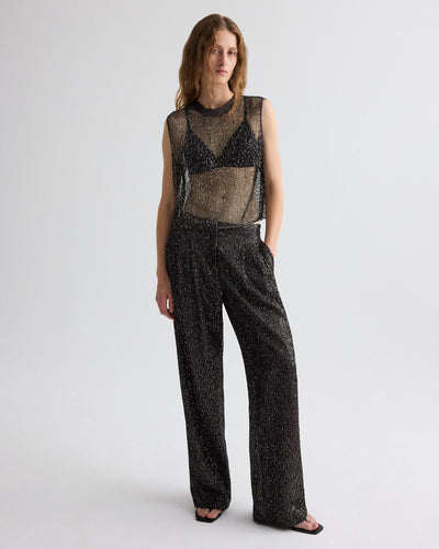 SHORT MUSCLE TANK IN DARK CHOCOLATE/SILVER - Romi Boutique