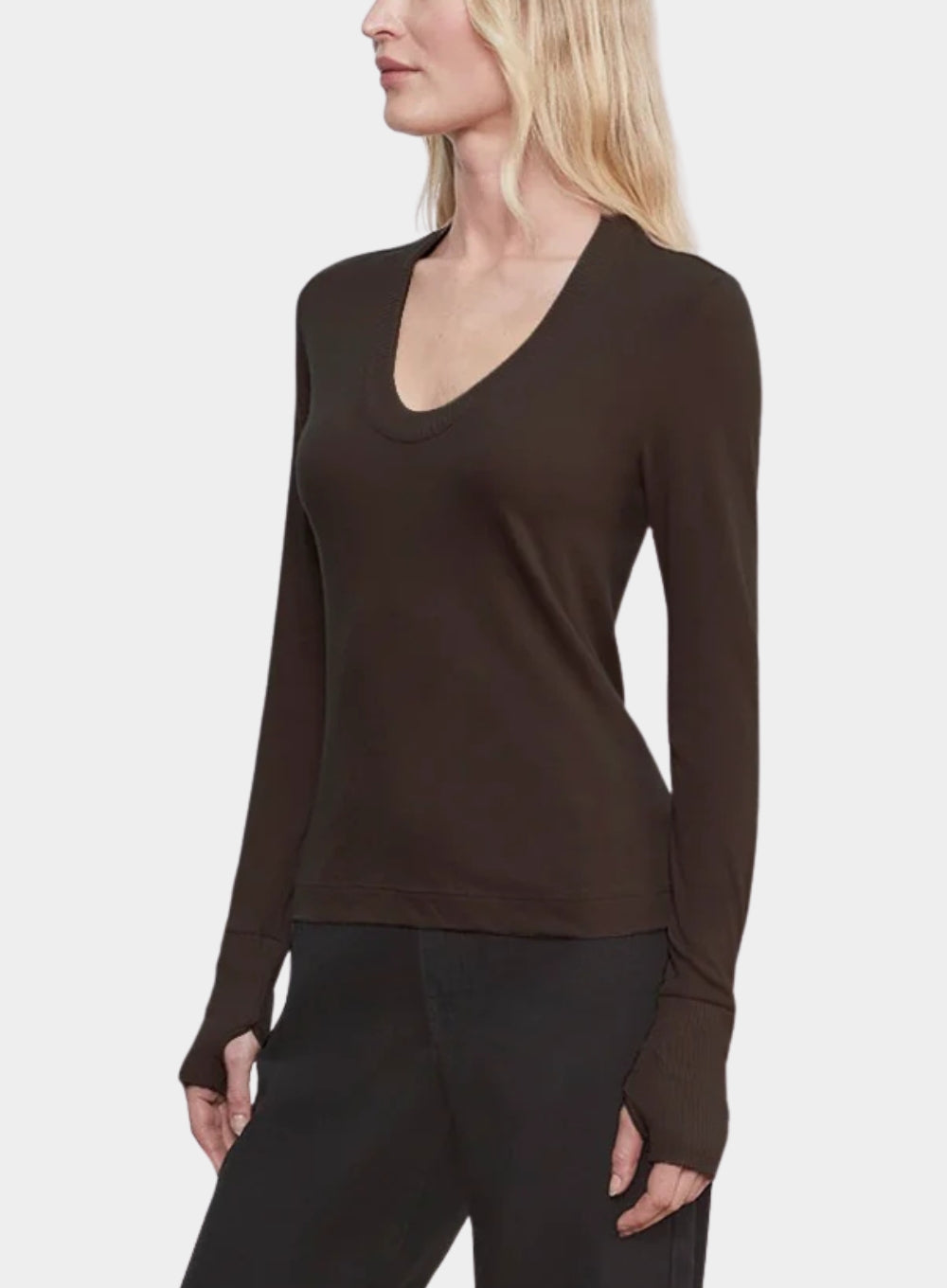 CASHMERE EASY CUFFED U IN DARK BROWN