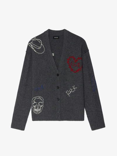 MIRKAZ CASHMERE CARDIGAN IN ANTHRACITE