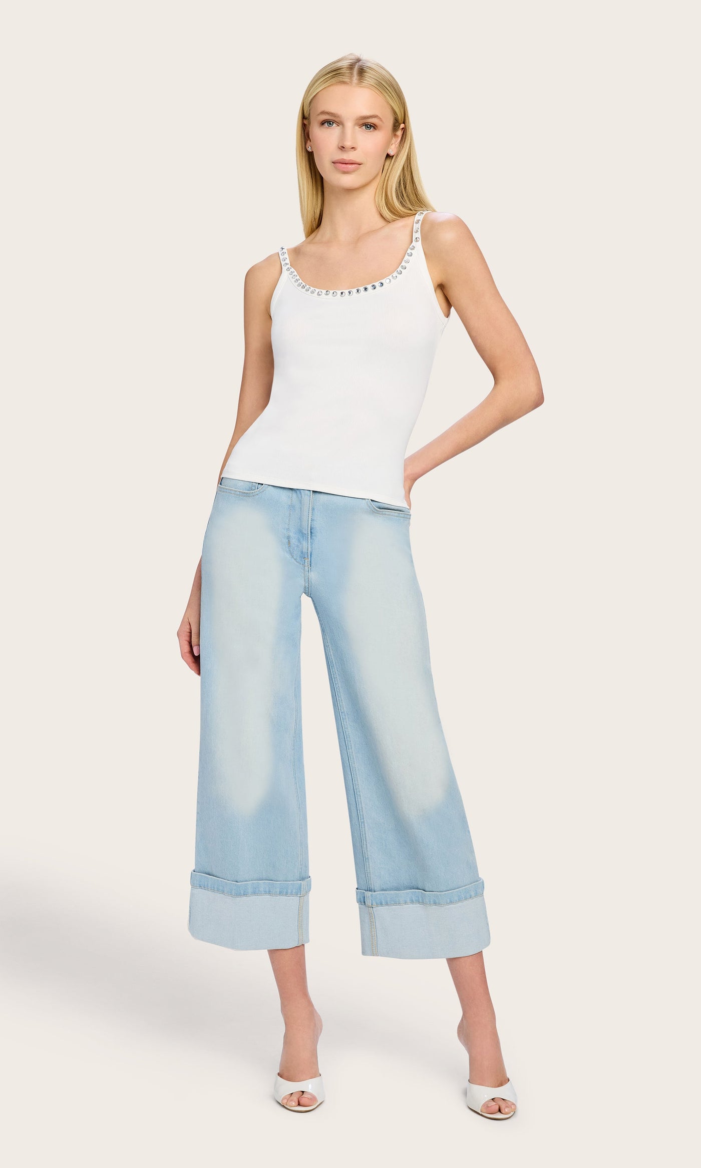 IRIS CRYSTAL TANK TOP IN WHITE - Romi Boutique