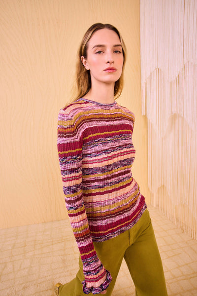 MACI LONG SLEEVE KNIT PULLOVER IN PRISM