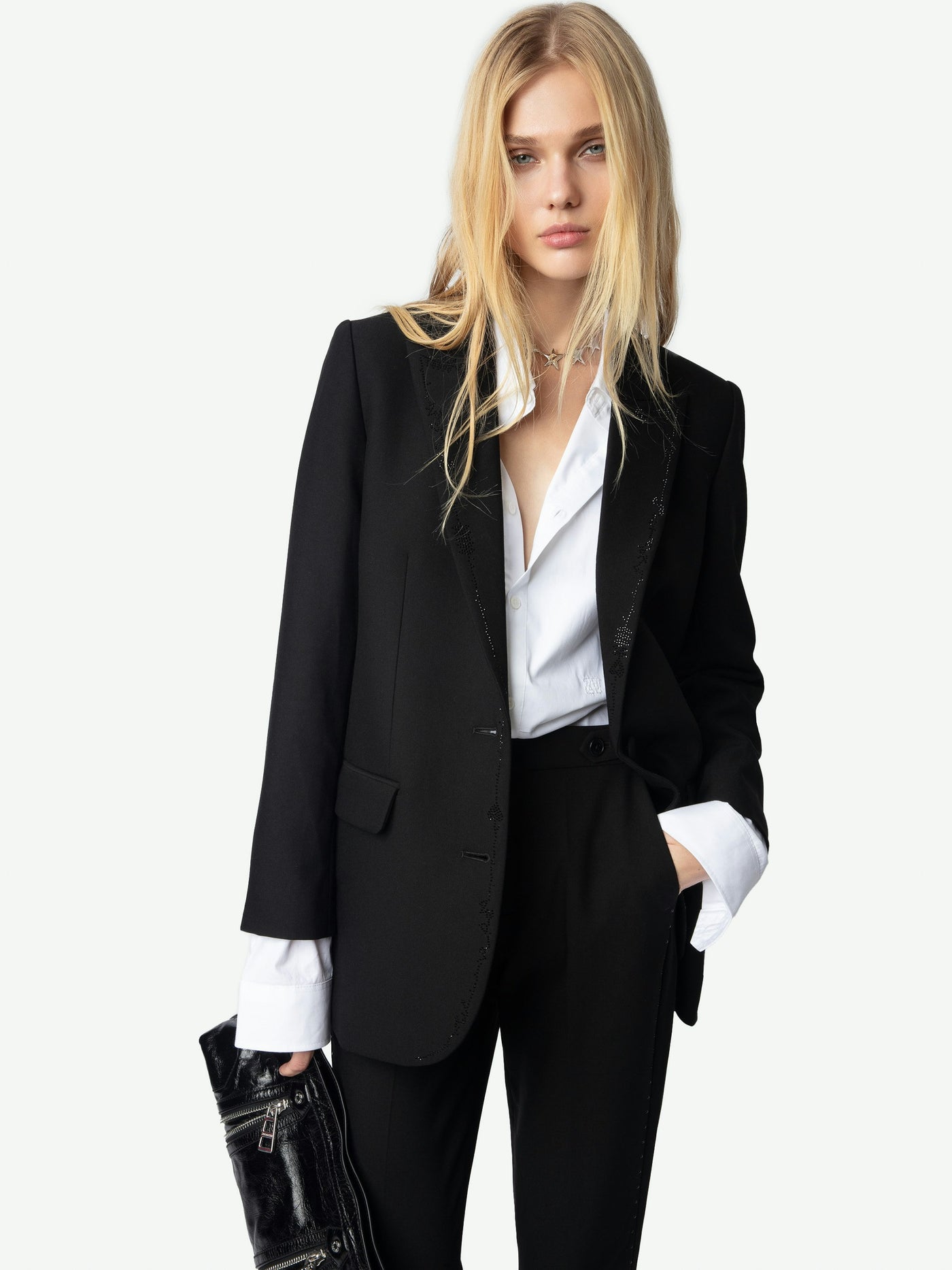 VIVA WOMEN'S RHINESTONE BLAZER IN BLACK