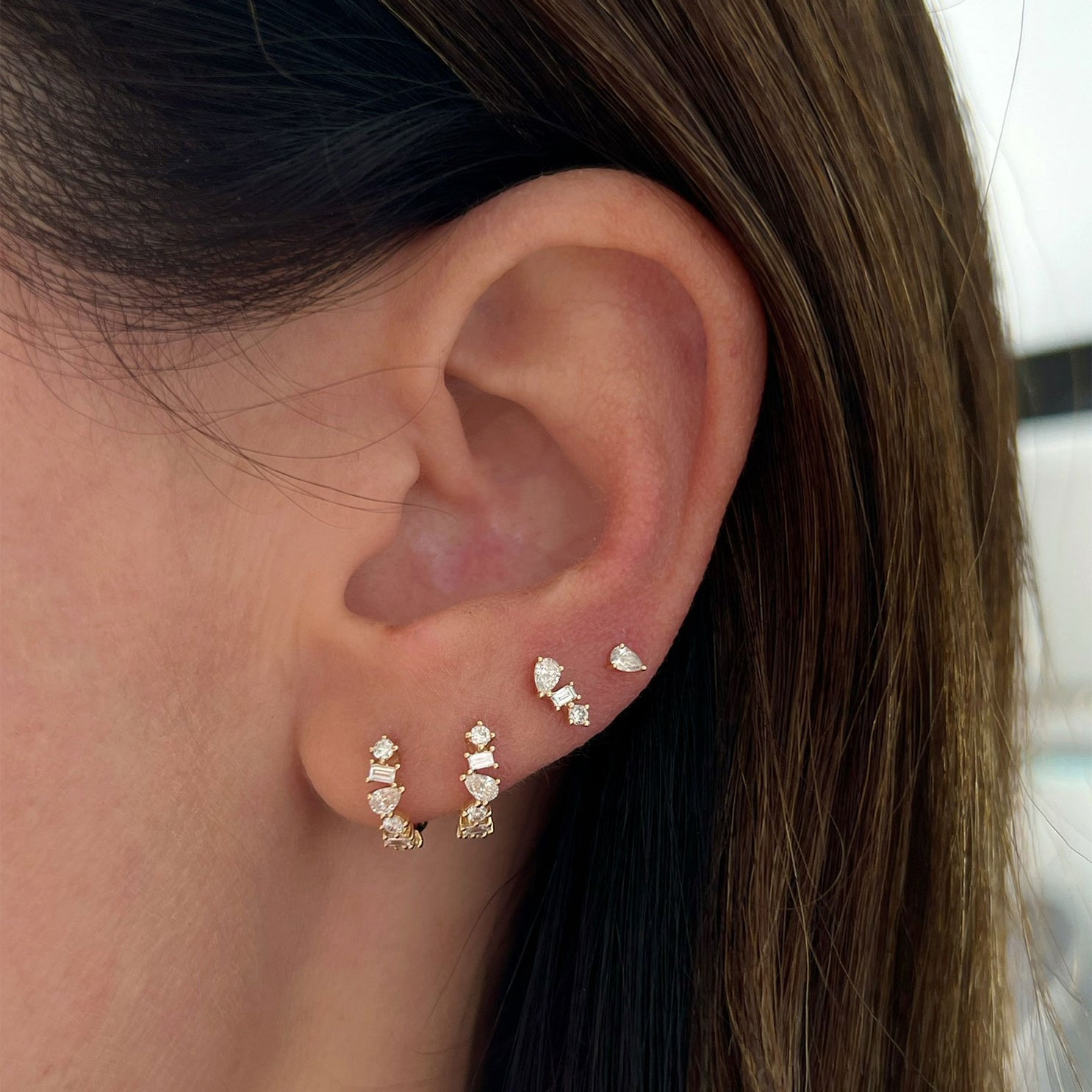 EF Collection Diamond Multifaceted Stud Earrings at Romi Boutique