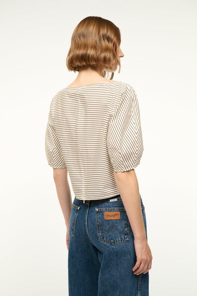 DIDI TOP IN IVORY/DARK OAK MICRO STRIPE