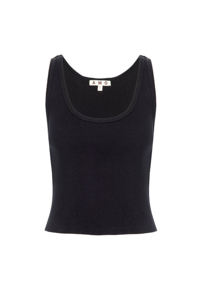 CROP RIB TANK IN BLACK - Romi Boutique
