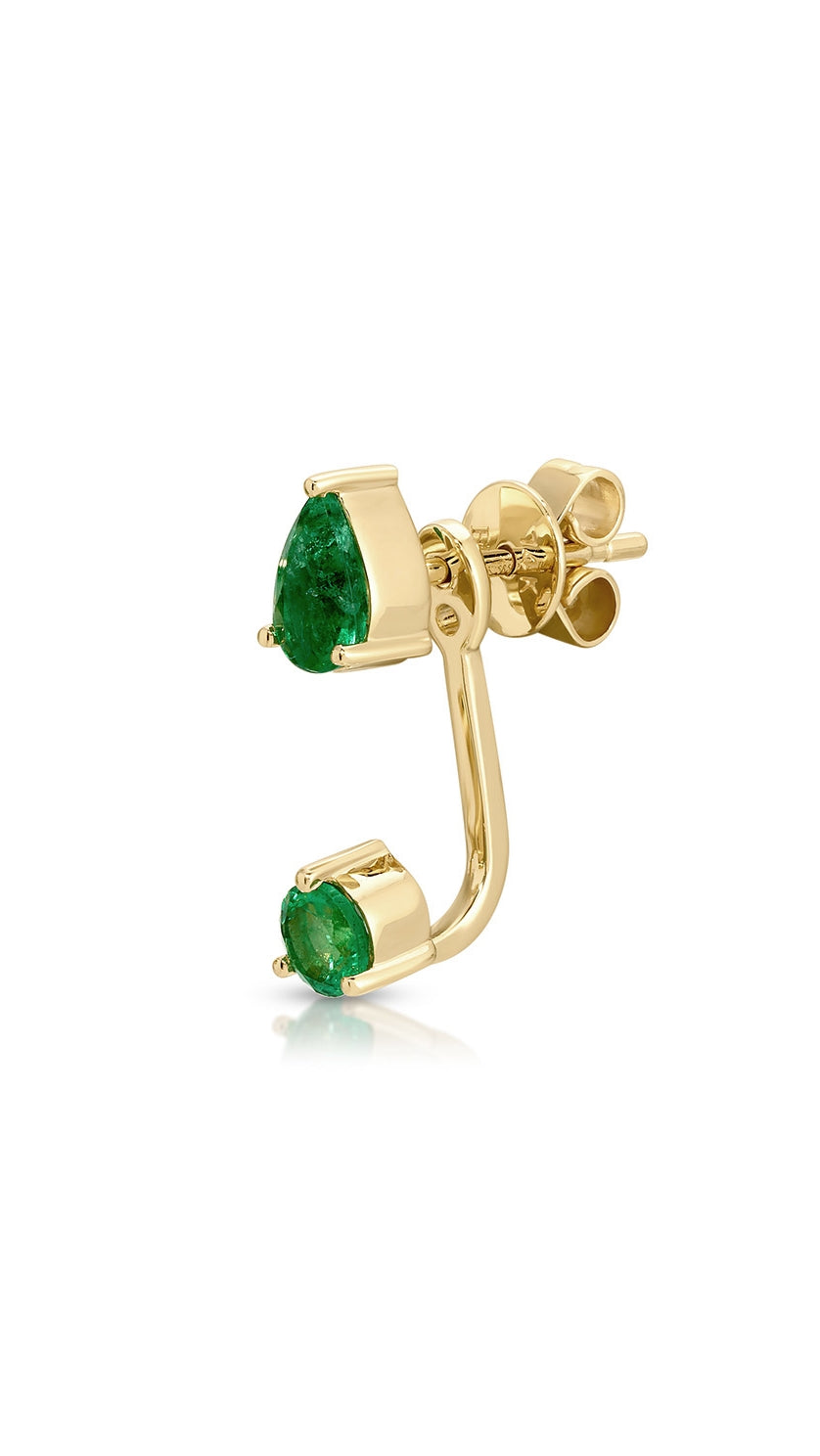 EF Collection Emerald Pear & Round Illusion Stud Earrings at Romi Boutique