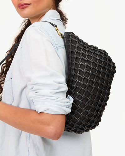 LUNE IN BLACK KNOT WOVEN LEATHER - Romi Boutique
