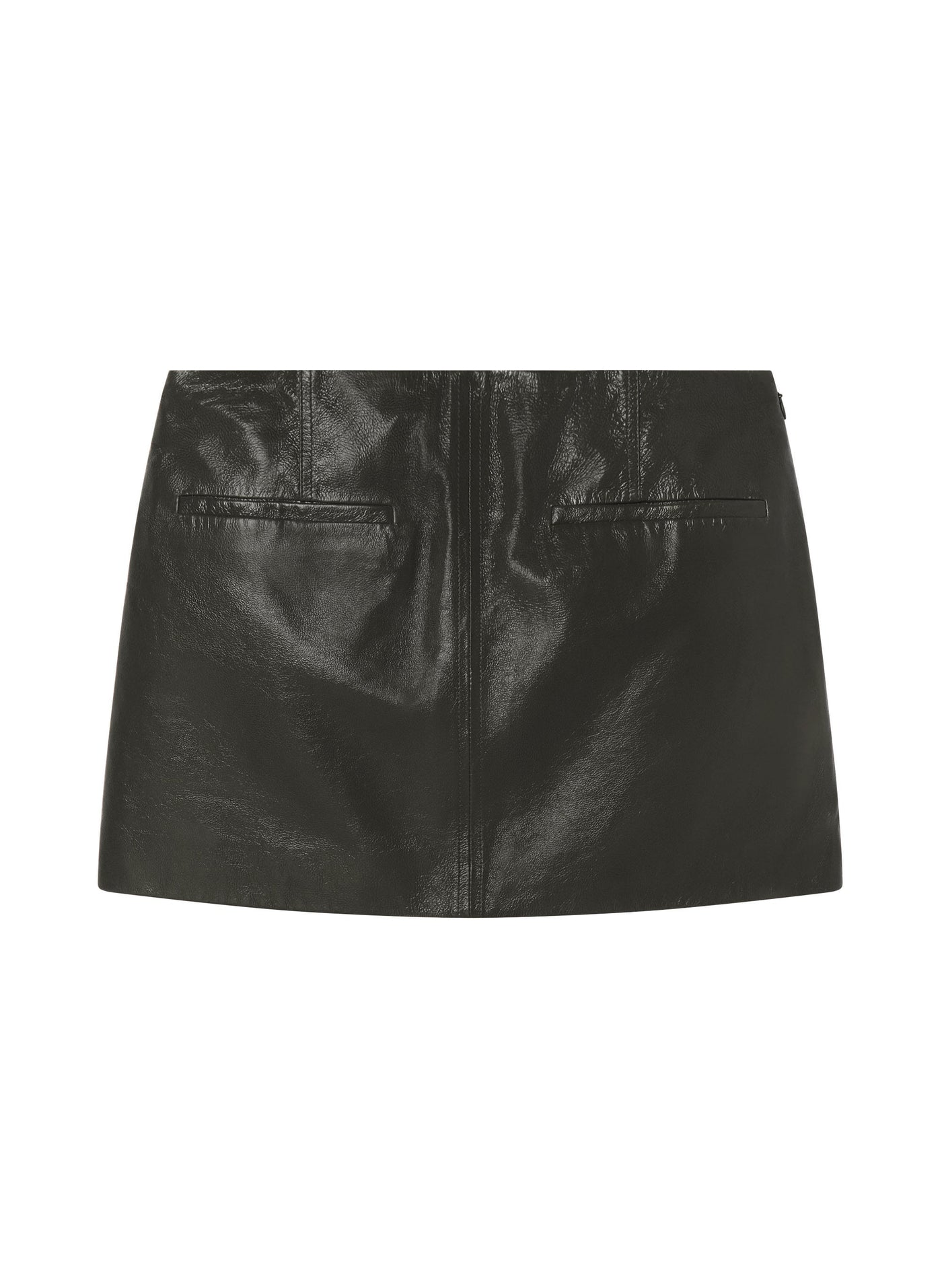 COWAN LEATHER MINI SKIRT IN DARK GREEN