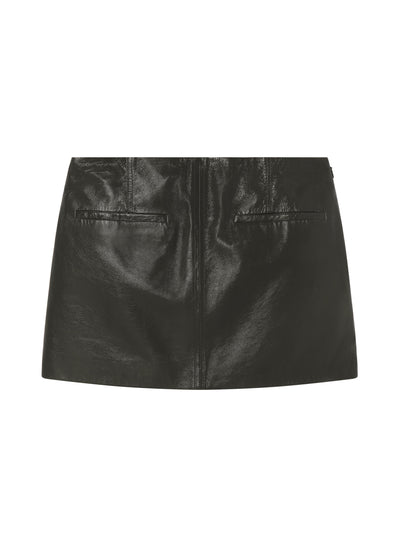 COWAN LEATHER MINI SKIRT IN DARK GREEN