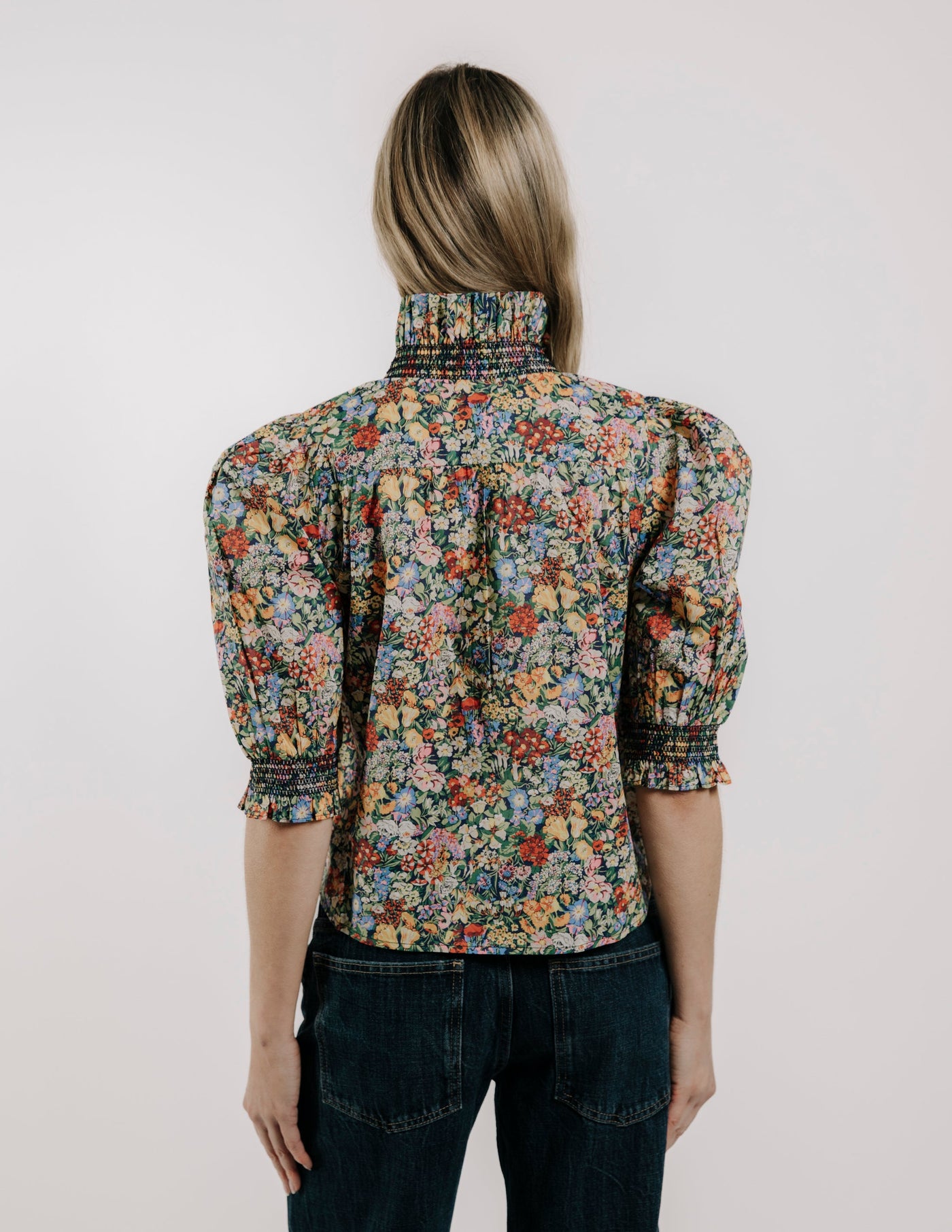 ZURI TOP SHORT SLEEVE IN COTTAGE GARDEN LIBERTY PRINT