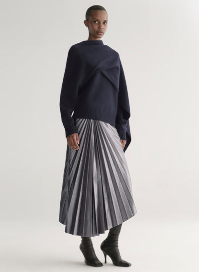 TRACY VEGAN SKIRT IN SLATE METALLIC