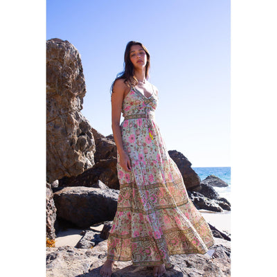 SABRINA MAXI DRESS IN MINT AND PINK FLORAL