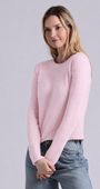 Minnie Rose Sheer Luxury Cashmere Raglan Crew with Rolled Trims at Romi Boutique