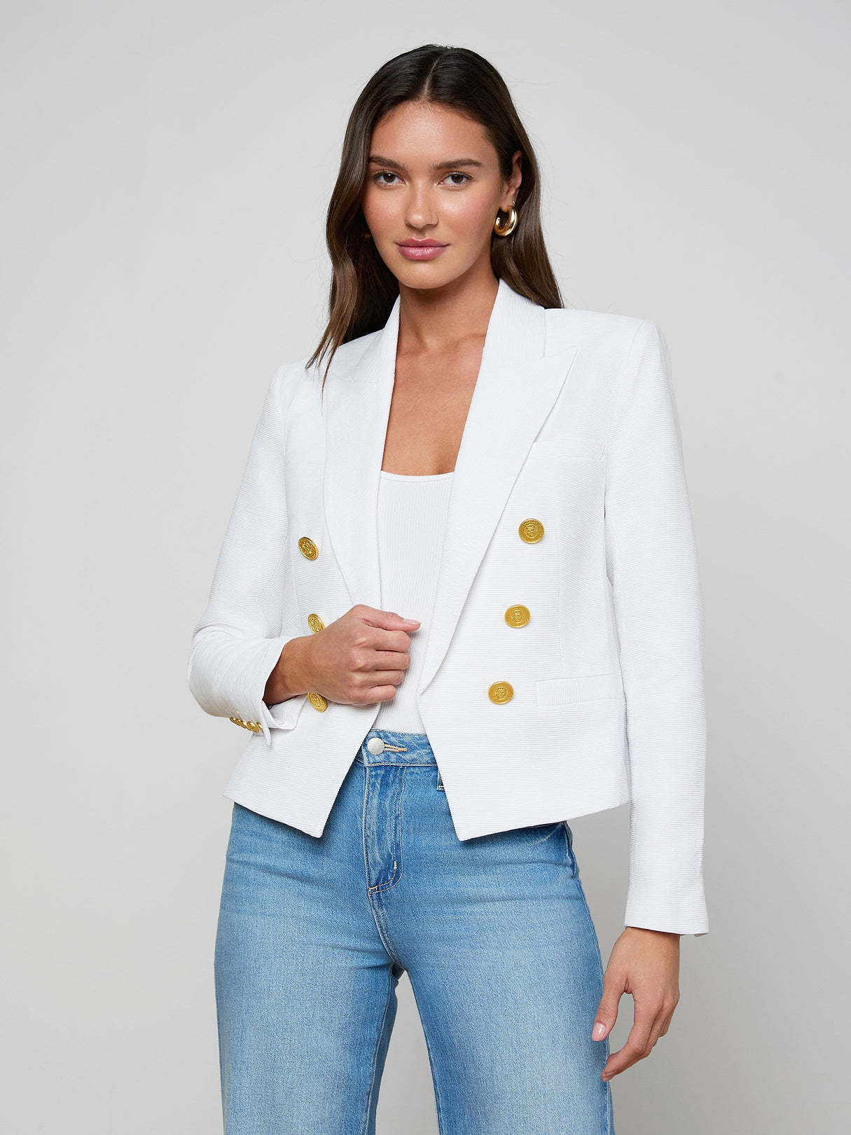 L'Agence BROOKE OPEN-FRONT BLAZER at Romi Boutique